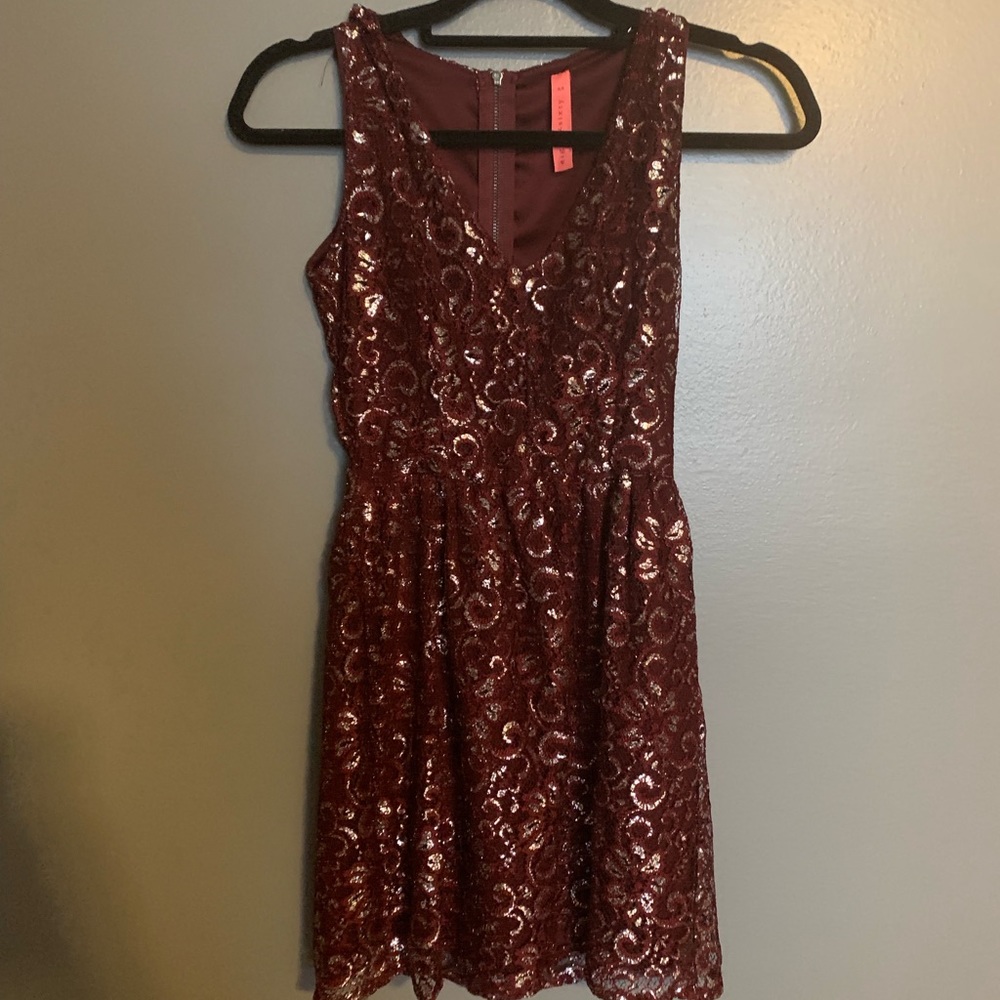 Maroon and silver dress